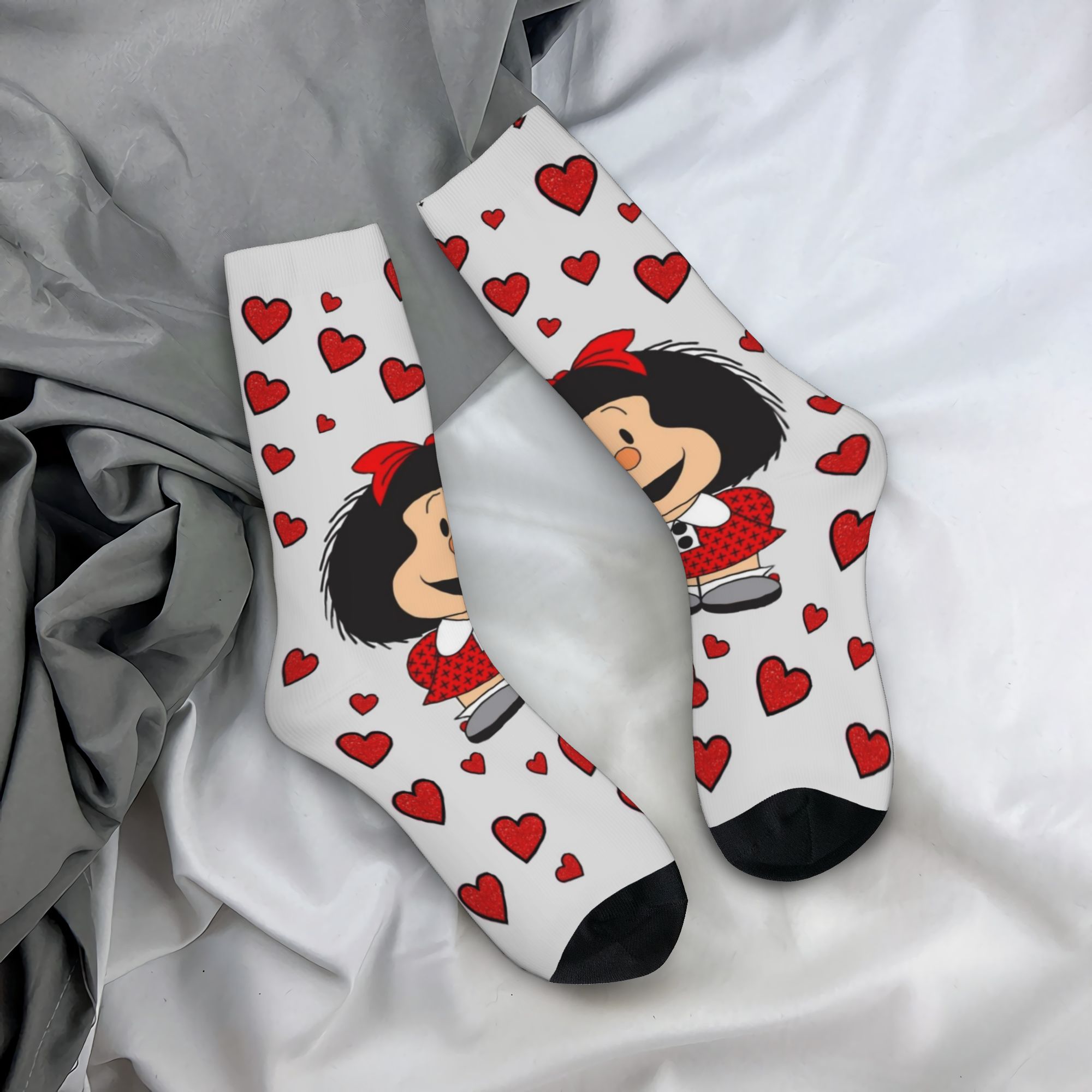 Dress Sock Men - ถุงเท้าแฟชั่นลายตลก M-Mafalda สำหรับผู้ชายและผู้หญิง ถุงเท้าข้อกลางที่ให้ความอบอุ่น