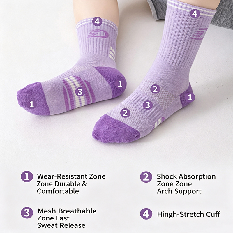 ชุดถุงเท้ากีฬาสำหรับเด็ก 3 คู่ - Athletic Sock Cushion บทวิจารณ์และราคา